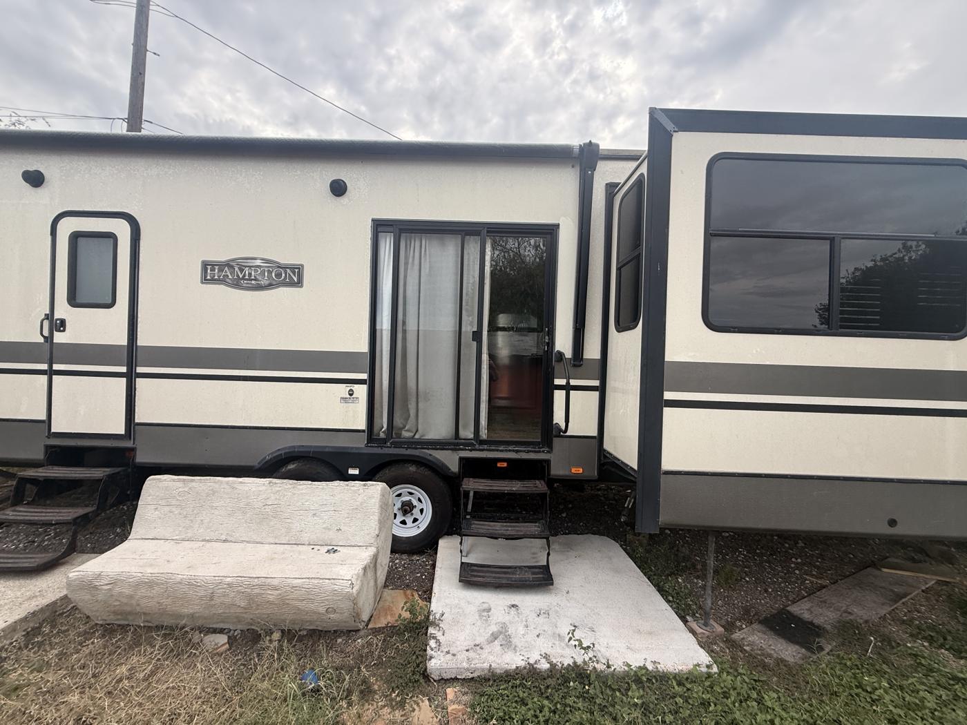Side with sliding glass patio door